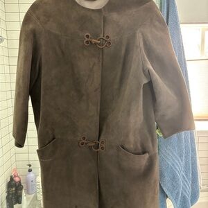Vintage suede B Altman Elegant Brown 3/4 length Women's Coat